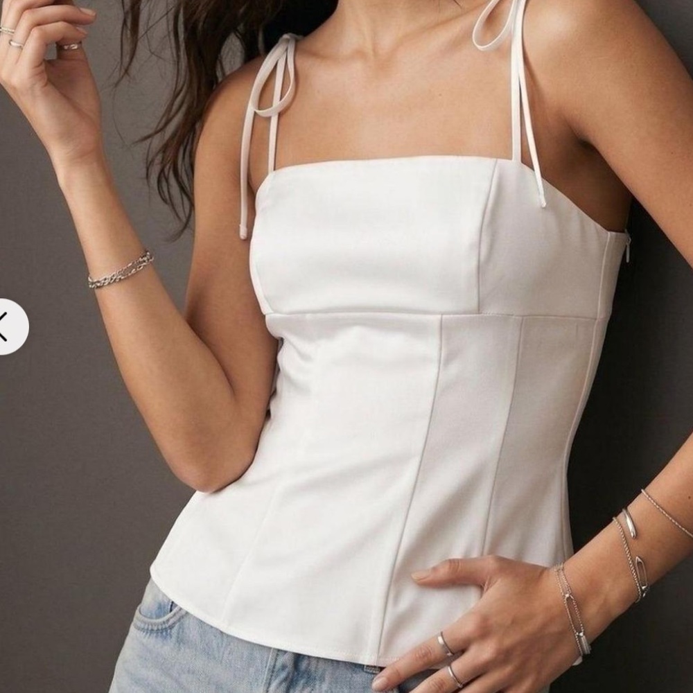 Zara White Tie-Shoulder Camisole Top